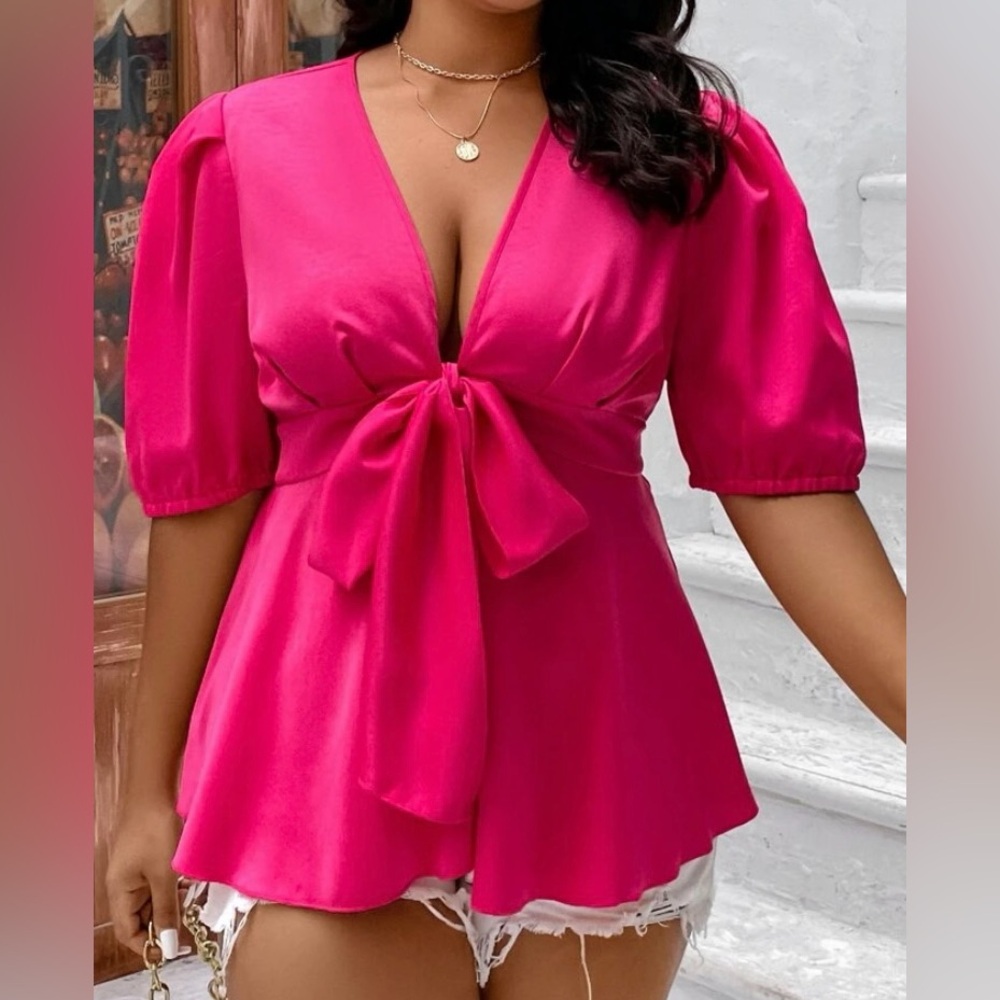 Pink satin shirt